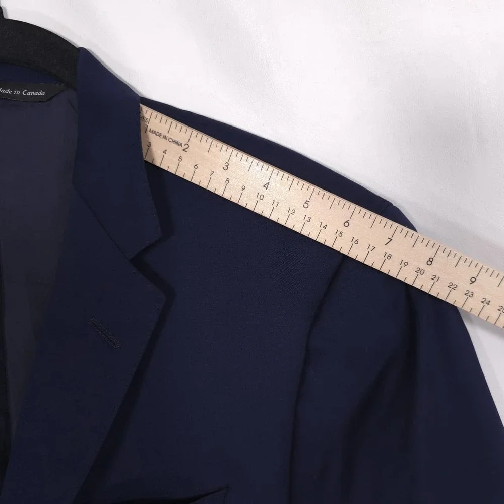 COPPLEY 1883‎ LORO PIANA S130s Wool Suit 44W 34X29 Navy Canada Made Italy Woven